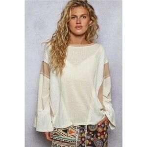 POL Contrast Round Neck Long Sleeve T-Shirt - nwt